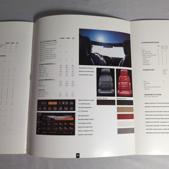 Vintage 1992 Chevrolet Corvette Deluxe Sales Brochure with Envelope - Picture 8 of 10
